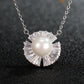 Freshwater Pearl Necklace for Women, Sunburst Pearl Pendant with Radiating Baguette Style Stone Accents, Daily Jewelry