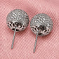 Pavé Ball Stud Earrings for Women, Round Domed Geometric Statement Studs, Everyday Office Party Jewelry
