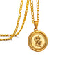 Gold Rose Pendant Necklace Figaro Chain N01545