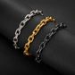 Mens Chain Bracelet, Mens Stainless Steel and Gold Bracelets, Square Link Bracelet, Adjustable Box Clasp 8mm B00399