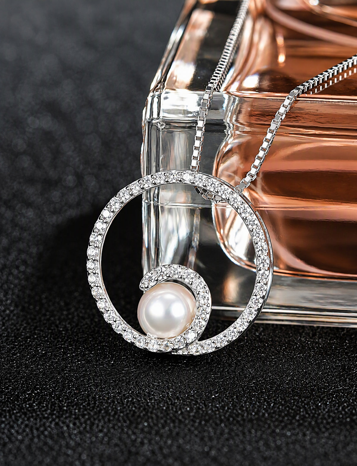Freshwater Pearl Necklace, 925 Sterling Silver Round Pearl Pendant Jewelry with Silver Chain, Modern Pearl Necklace for Women