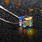 925 Sterling Silver Square Pendant Necklace, Minimalist Geometric Silver Chain Jewelry with Faceted Design for Women
