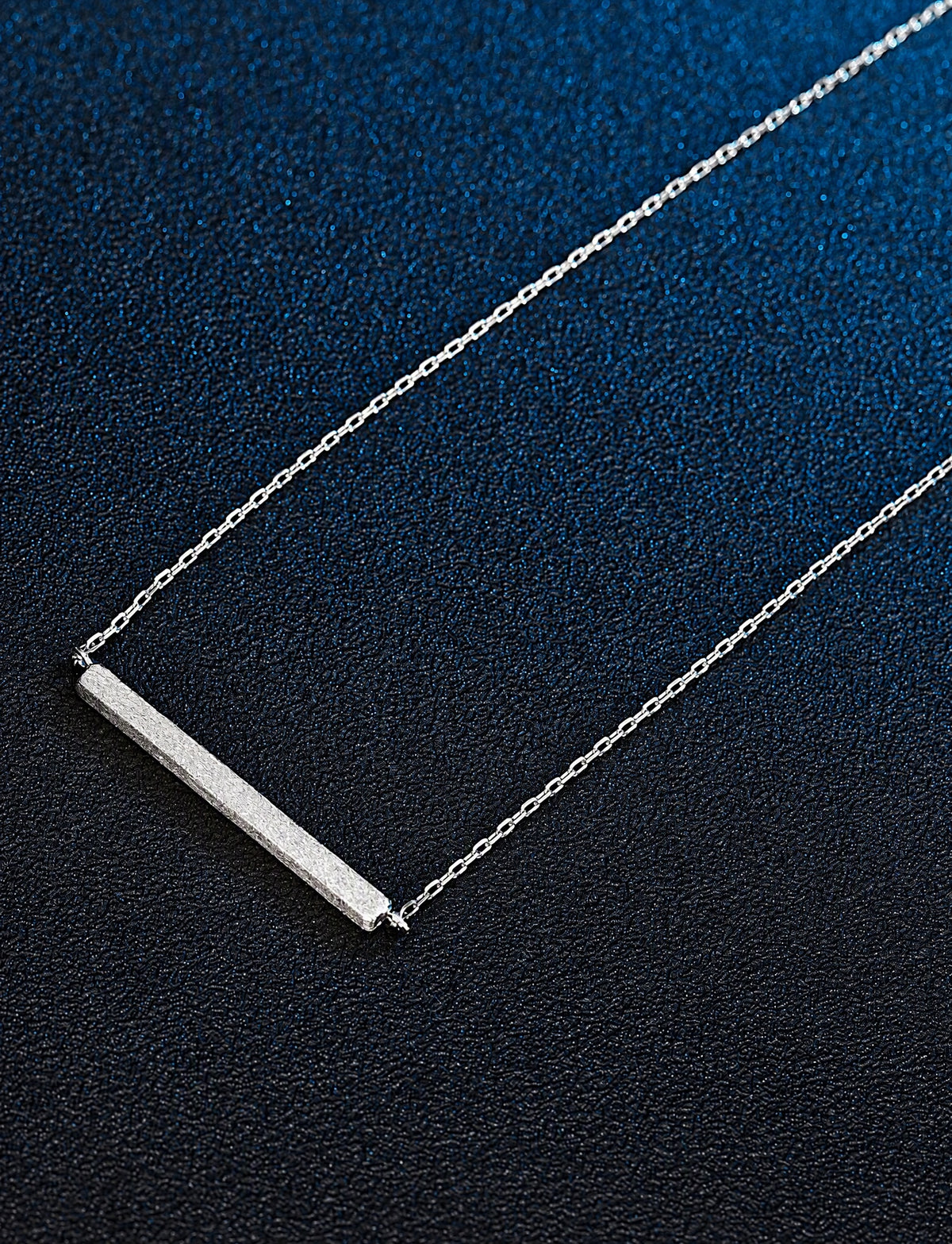 Horizontal Bar Necklace for Women, Textured Straight Line Pendant with Fine Chain, Minimalist Jewelry for Everyday Style
