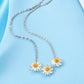 925 Sterling Silver Flower Necklace, Floral Pendant Jewelry with Three Bloom Design, Women Silver Pendant Necklace for Daily Wear