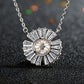 Freshwater Pearl Necklace for Women, Sunburst Pearl Pendant with Radiating Baguette Style Stone Accents, Daily Jewelry