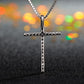 Cross Necklace for Women, Minimalist Latin Cross Pendant with Pave Stone Accents, Classic Everyday Faith Jewelry