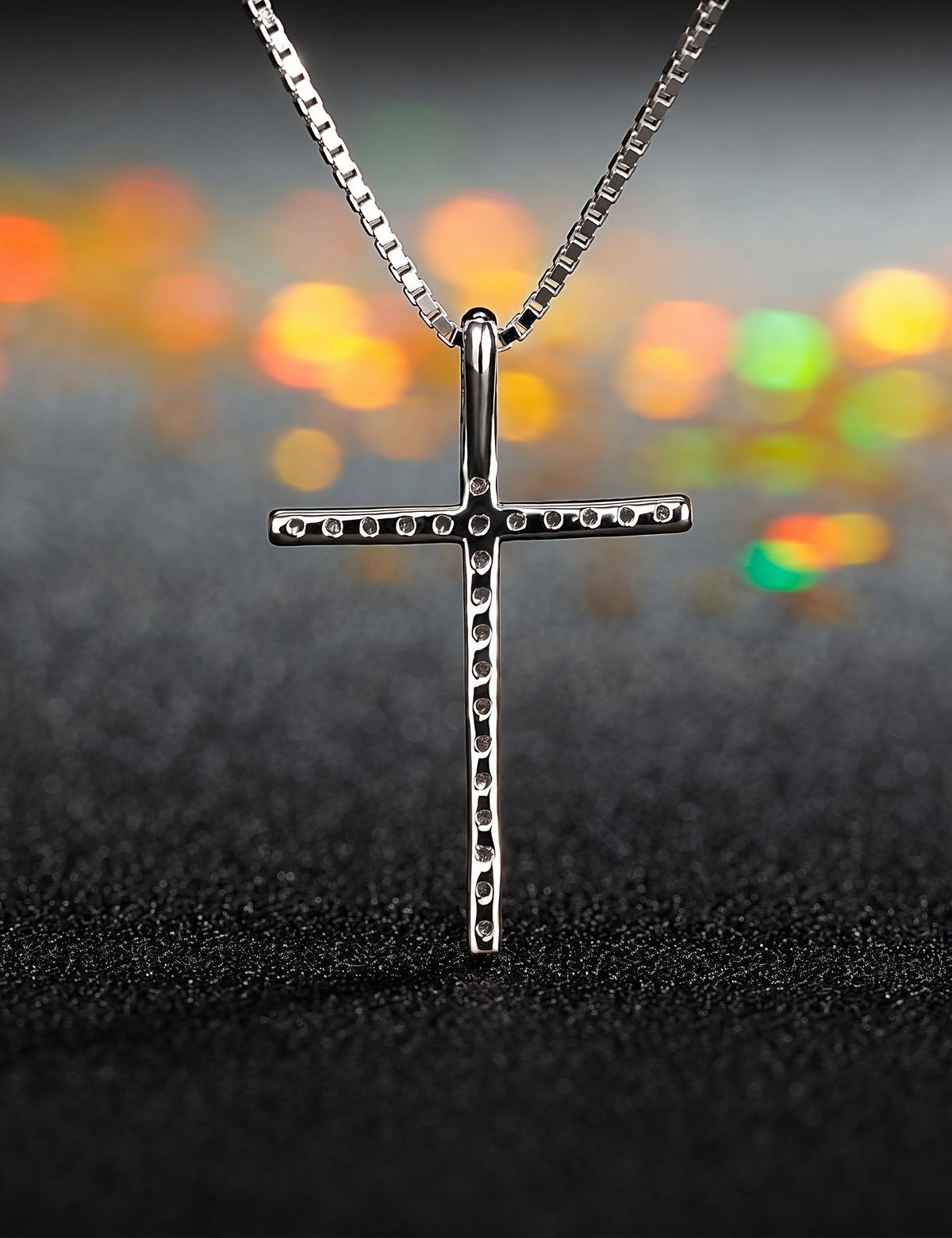 Cross Necklace for Women, Minimalist Latin Cross Pendant with Pave Stone Accents, Classic Everyday Faith Jewelry
