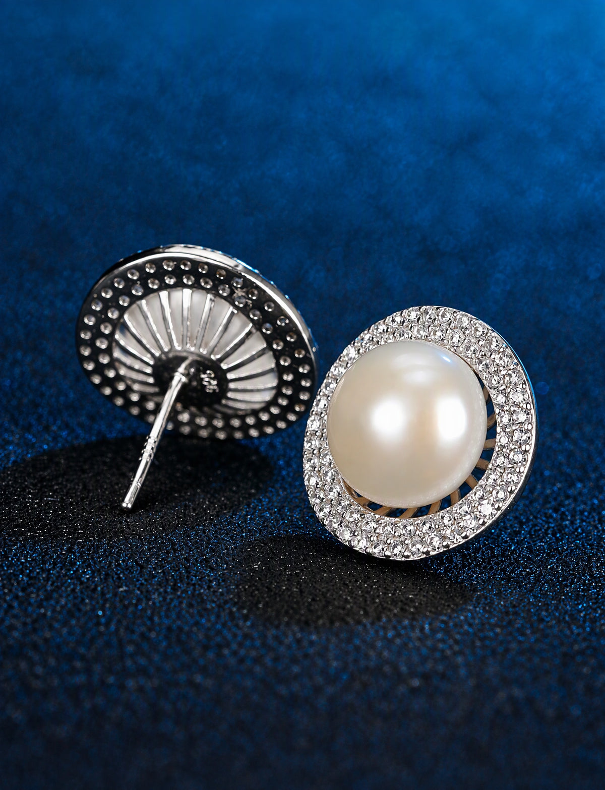 Freshwater Pearl Stud Earrings for Women, Round Halo Statement Earrings, Wedding Office Party Jewelry