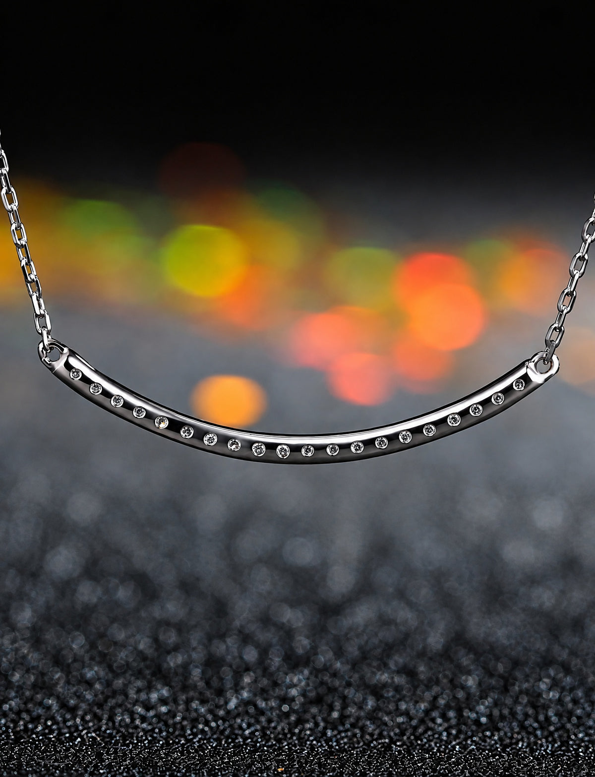 925 Sterling Silver Curved Bar Necklace, Minimalist Silver Pendant Jewelry with Chain, Dainty Modern Necklace for Women