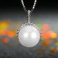 Pearl Jewelry Set for Women, Round Freshwater Pearl Pendant Necklace and Matching Halo Stud Earrings, Daily Wear