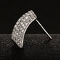 Rectangle Stud Earrings for Women, Curved Geometric Pavé Style Statement Studs, Everyday Office Party Jewelry