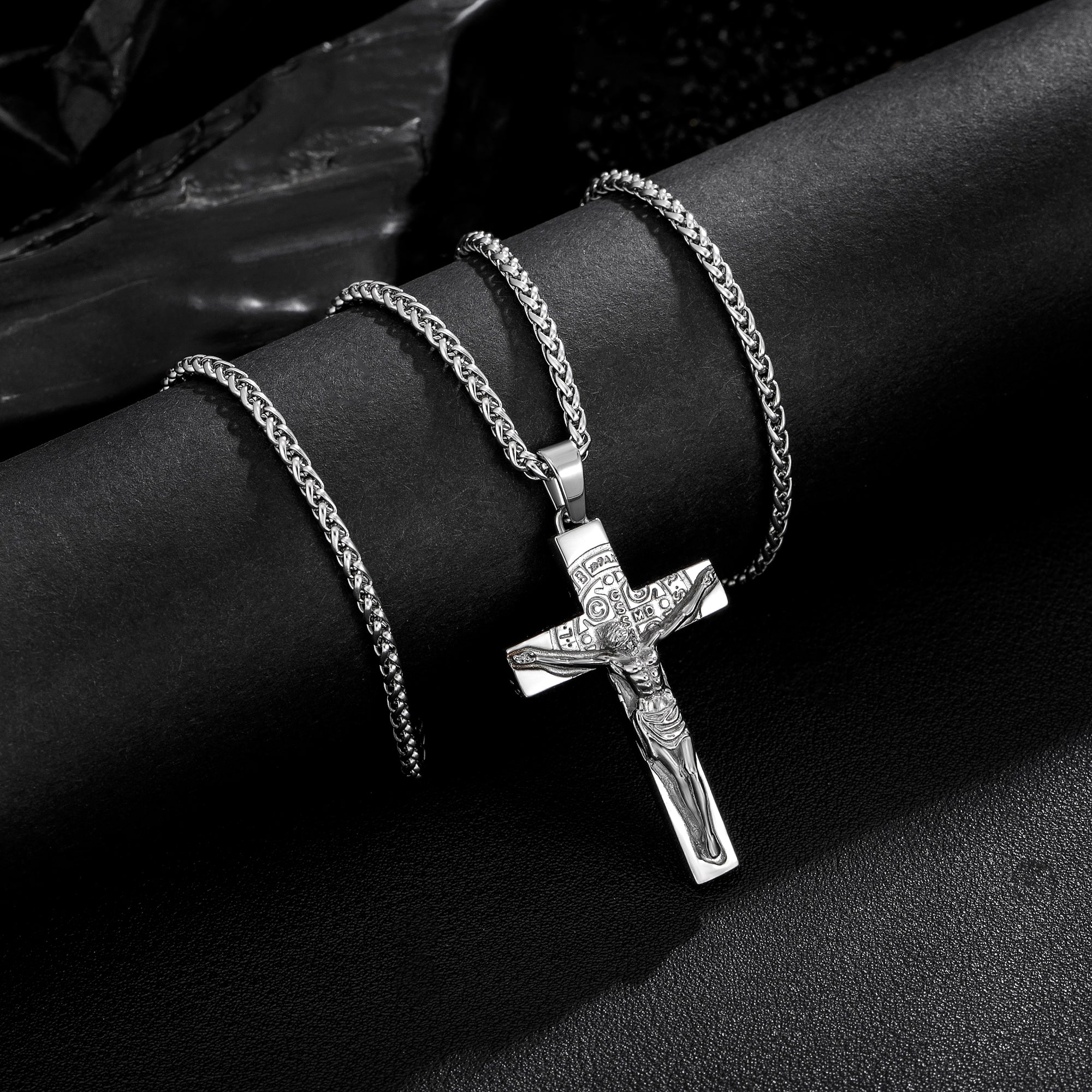 Cross Necklace for Men Women, Stainless Steel Crucifix Cross with