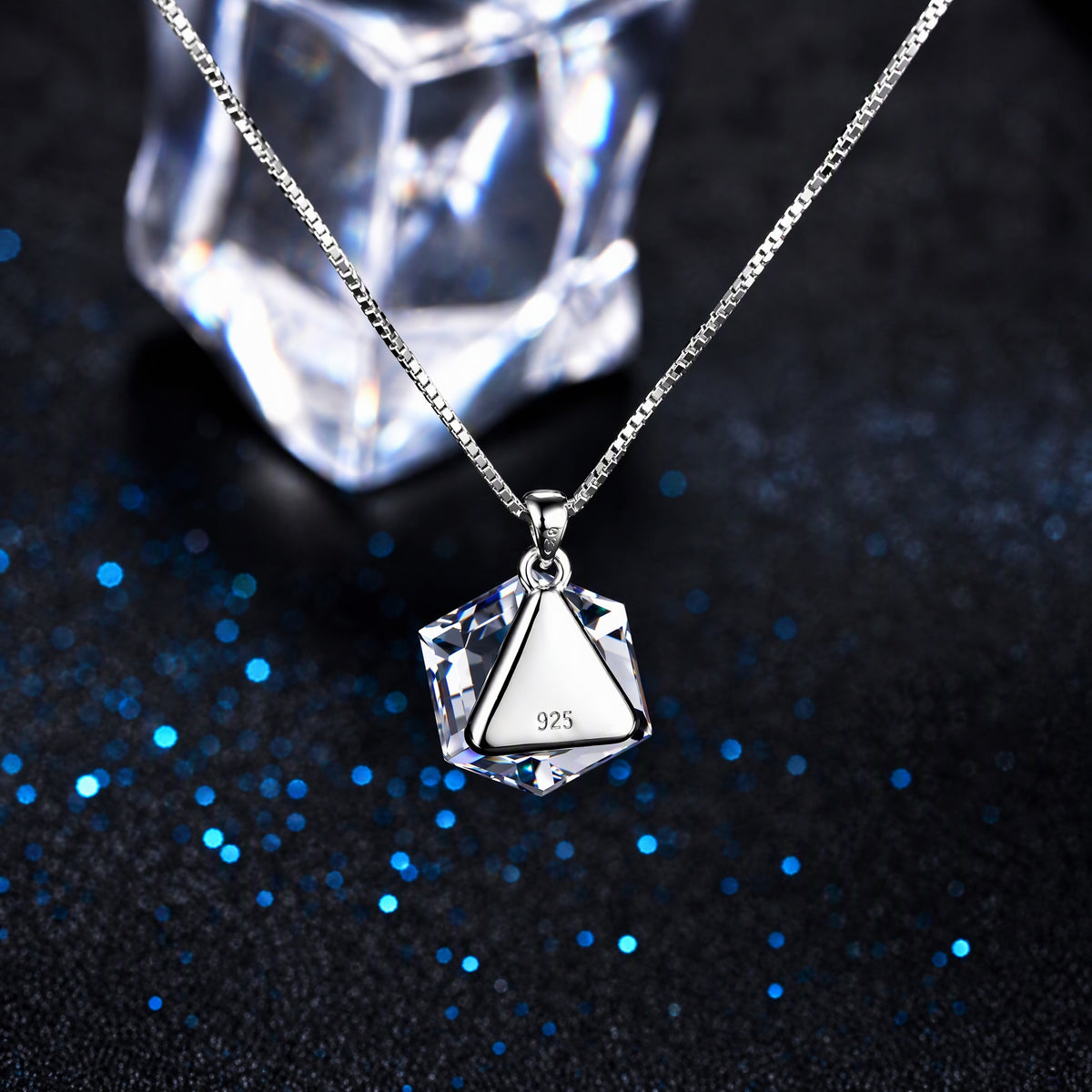 Geometric Pendant Necklace for Women, Faceted Prism Drop with Angular Cut Details, Minimalist Jewelry for Everyday Style