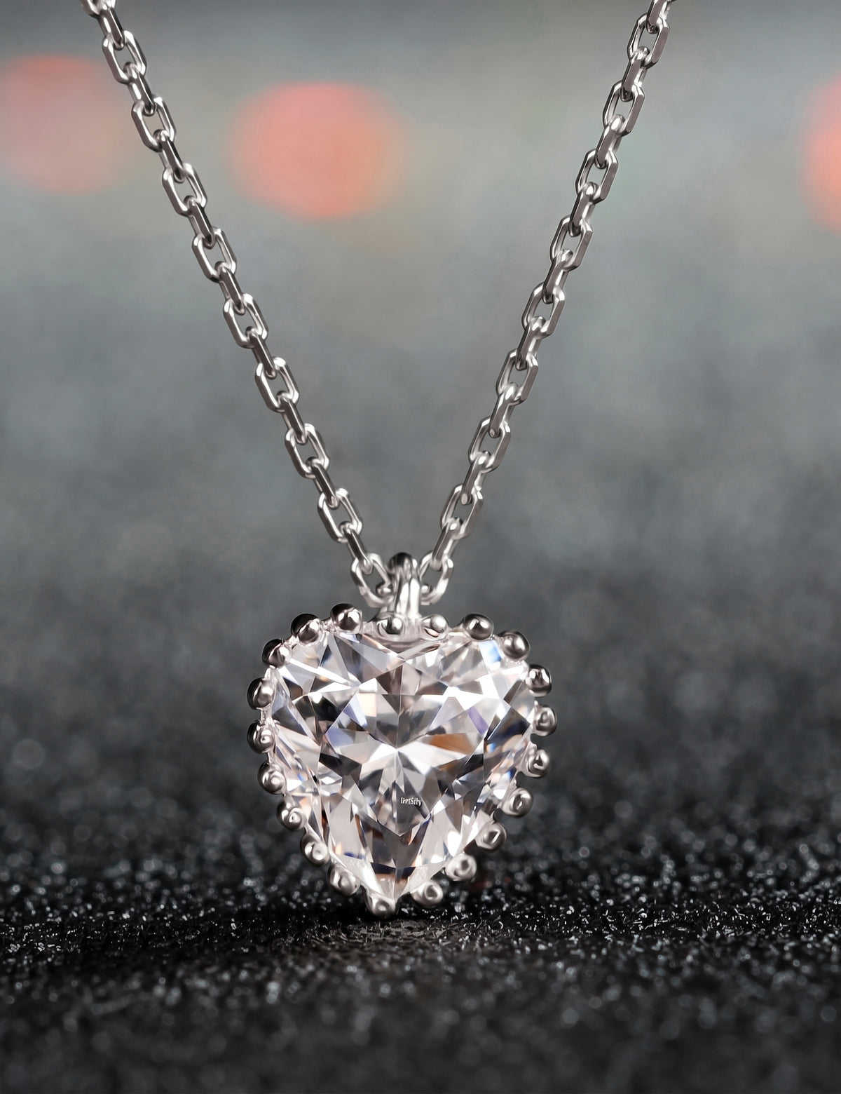 Heart Jewelry Set for Women, Faceted Heart Pendant Necklace and Matching Stud Earrings, Daily Wear Accessories