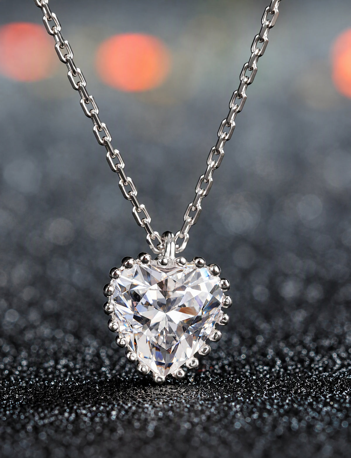 Heart Pendant Necklace for Women, Faceted Heart Design with Beaded Edge, Dainty Jewelry for Everyday Styling