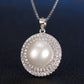 Freshwater Pearl Necklace and Earrings Set, S925 Silver Round Halo Jewelry Set for Women