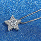 Star Necklace for Women, Five Point Star Pendant with Faceted Center Stone and Pave Halo, Celestial Everyday Jewelry