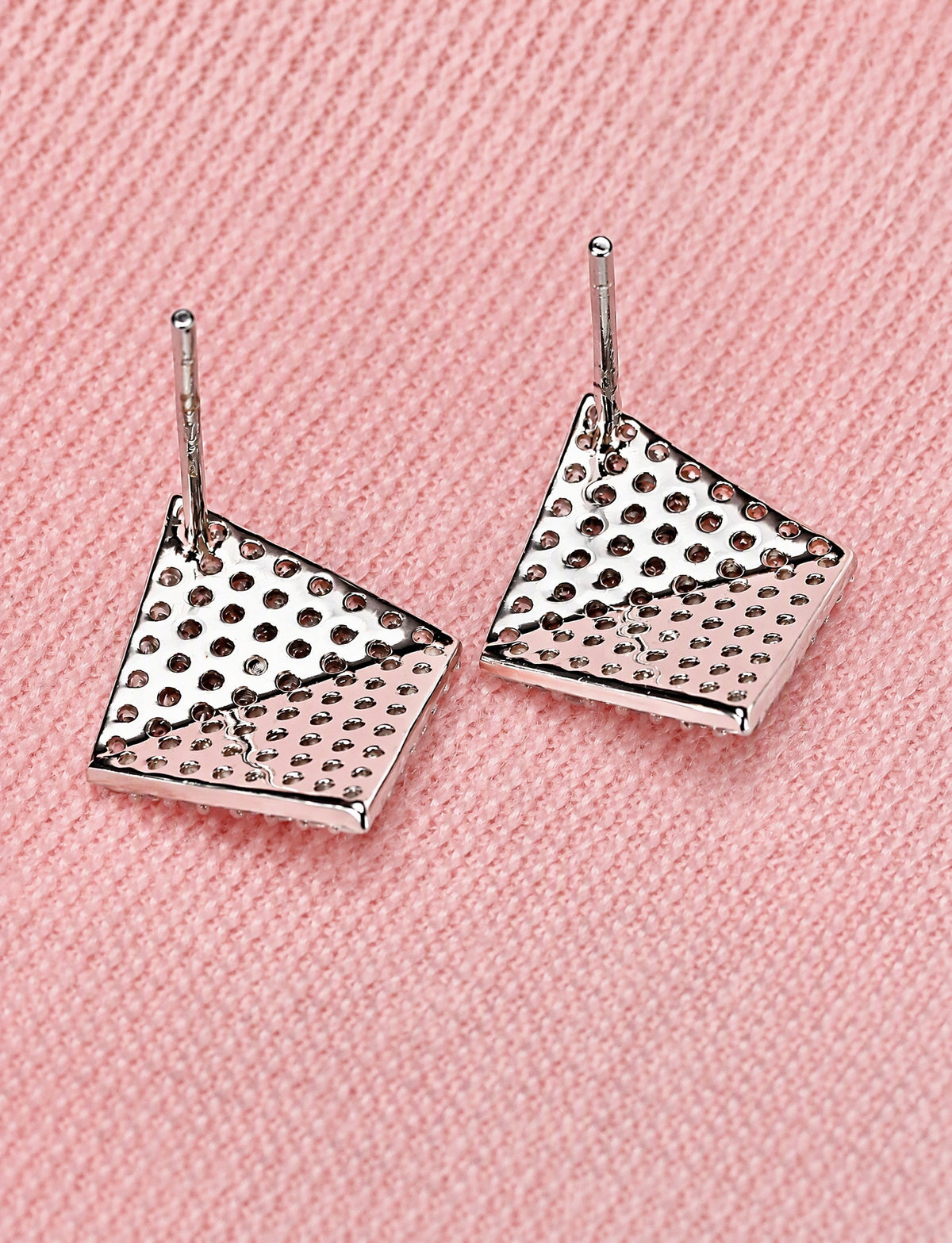 Square Stud Earrings for Women, Geometric Pavé Style Statement Earrings, Everyday Office Party Jewelry