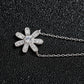 Flower Necklace for Women, Seven Petal Floral Centerpiece with Faceted Details, Dainty Botanical Jewelry for Daily Style