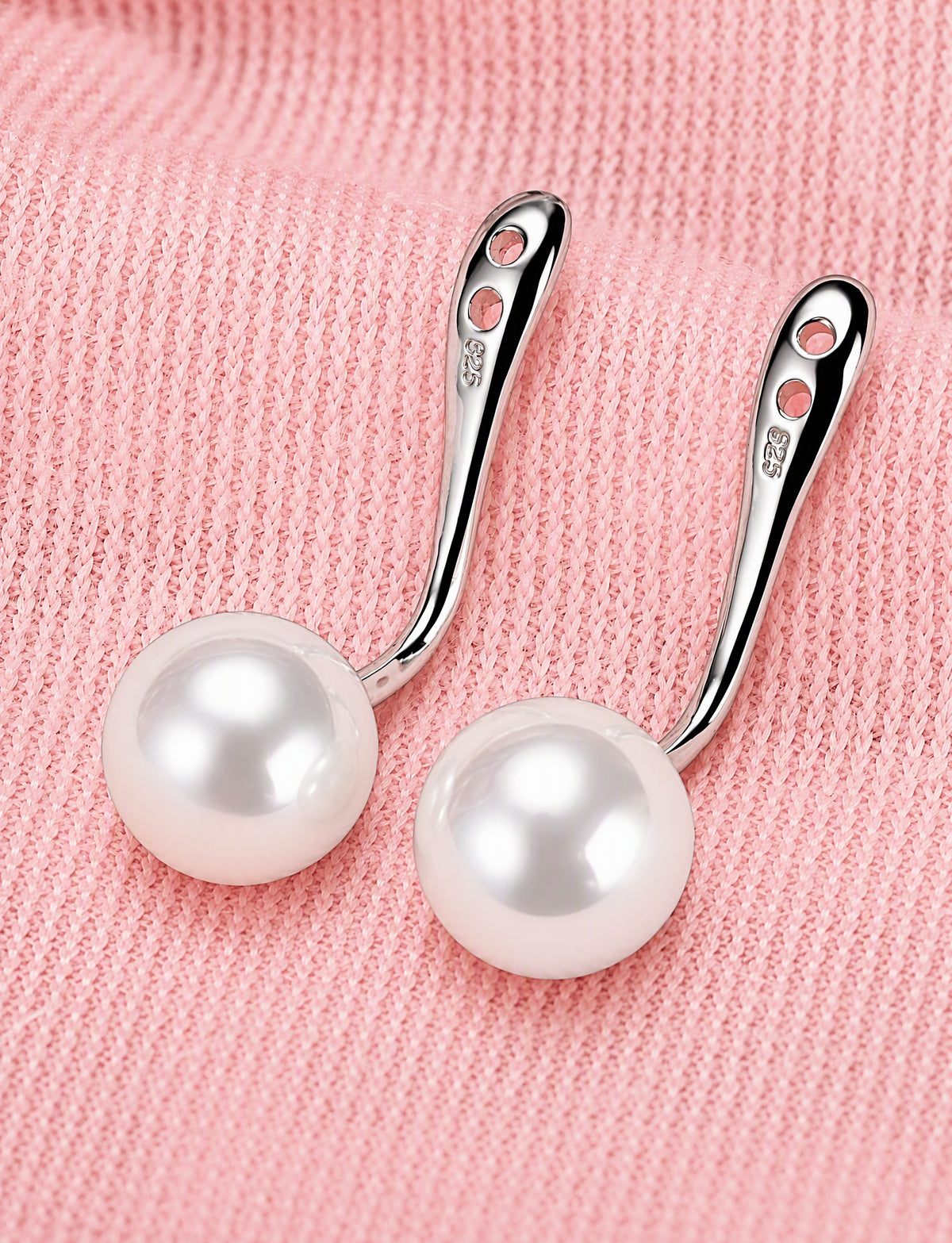 Double Pearl Ear Jacket Earrings for Women, Front Back Statement Studs, Everyday Office Wedding Party Jewelry