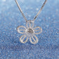 Flower Jewelry Set for Women, Five Petal Openwork Floral Pendant Necklace and Matching Stud Earrings, Daily Accessories