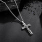 Cross Necklace for Men Women, Stainless Steel Crucifix Cross with Curb Chain Wheat Chain, Religious Faith Jewelry, Gift for Family
