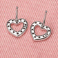 Open Heart Stud Earrings for Women, Geometric Pavé Style Statement Studs, Everyday Office Party Jewelry