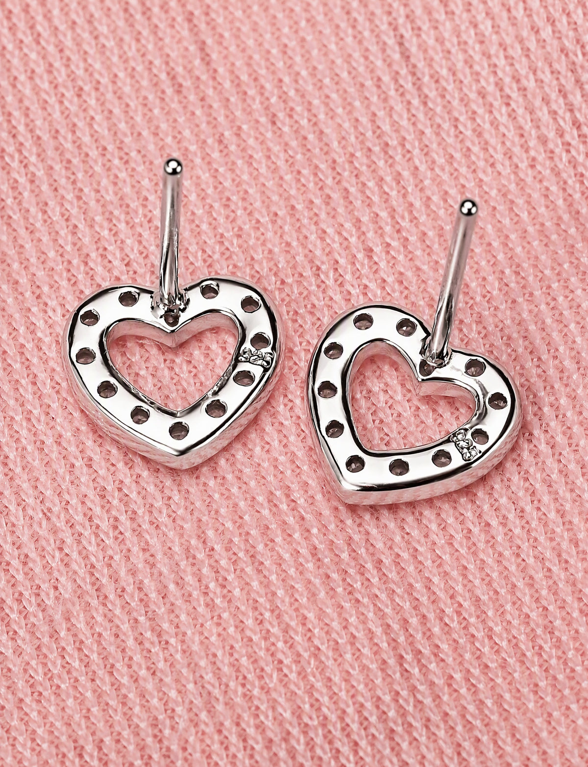 Open Heart Stud Earrings for Women, Geometric Pavé Style Statement Studs, Everyday Office Party Jewelry