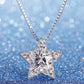 Star Jewelry Set for Women, Sterling Silver Five Point Star Pendant Necklace and Matching Stud Earrings, Daily Fashion