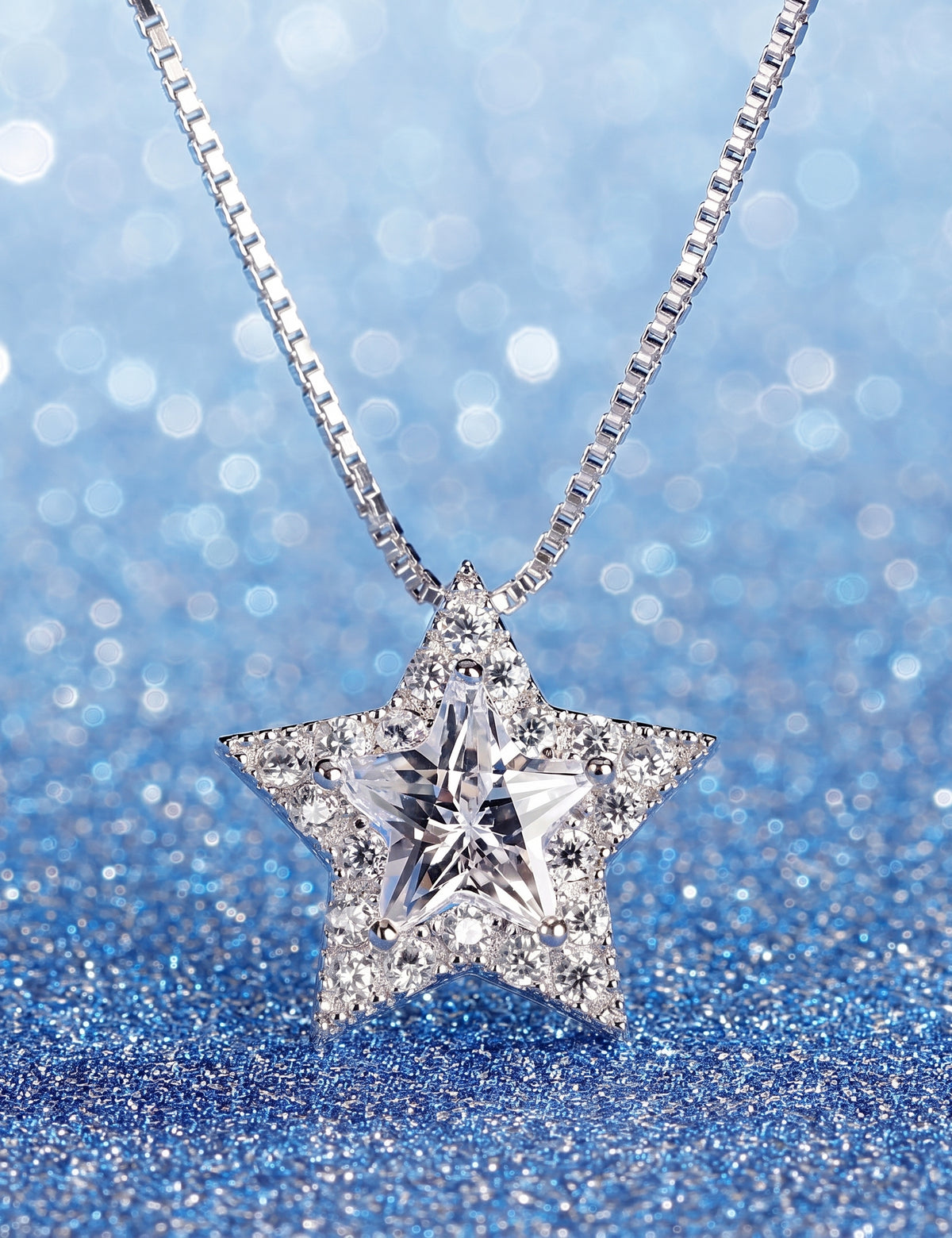 Star Jewelry Set for Women, Sterling Silver Five Point Star Pendant Necklace and Matching Stud Earrings, Daily Fashion
