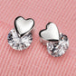 Heart Stud Earrings for Women, Round Faceted Stone Geometric Statement Studs, Office Wedding Party Jewelry