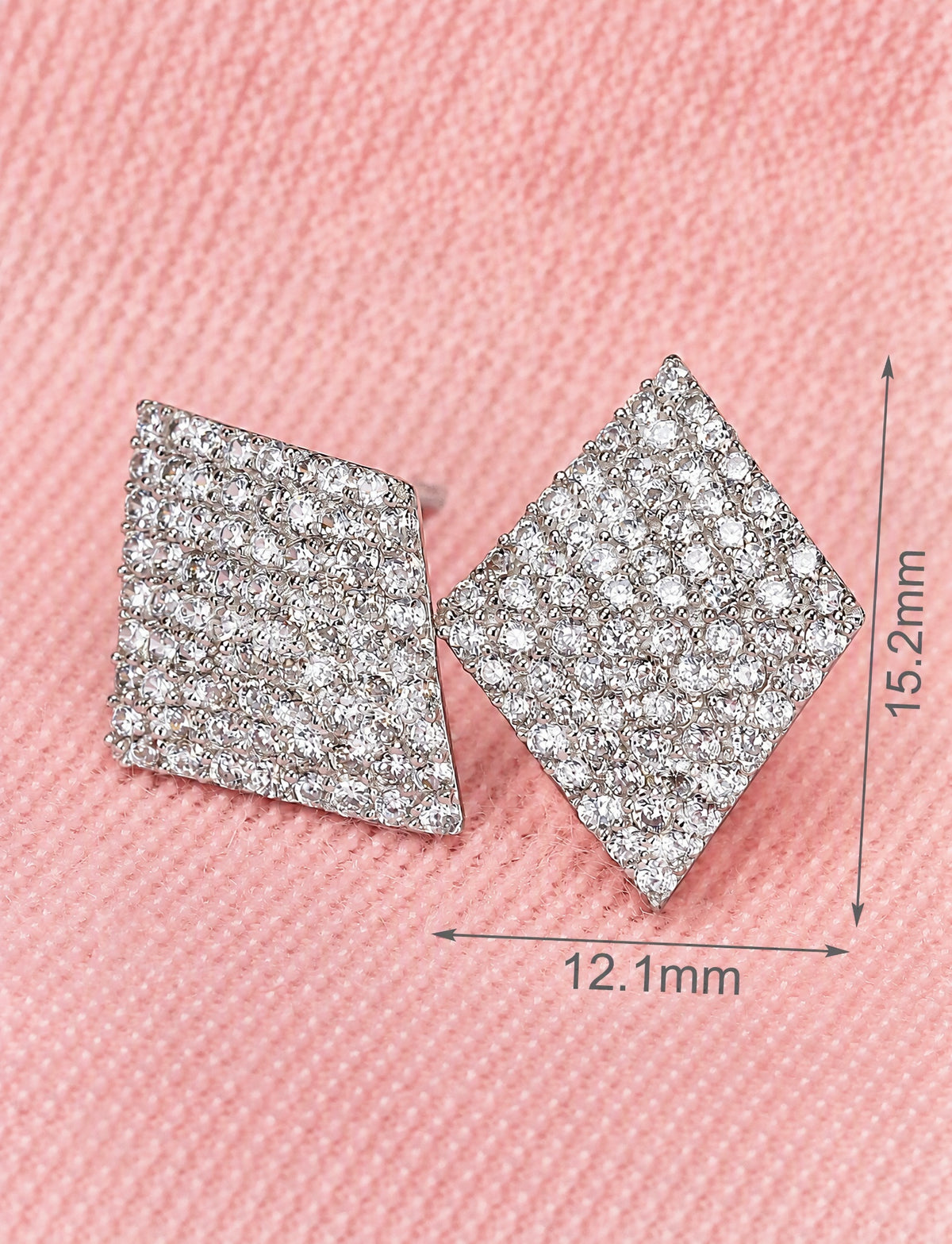 Square Stud Earrings for Women, Geometric Pavé Style Statement Earrings, Everyday Office Party Jewelry