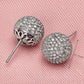 Pavé Ball Stud Earrings for Women, Round Domed Geometric Statement Studs, Everyday Office Party Jewelry