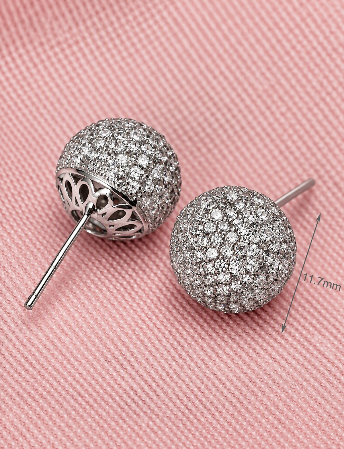 Pavé Ball Stud Earrings for Women, Round Domed Geometric Statement Studs, Everyday Office Party Jewelry