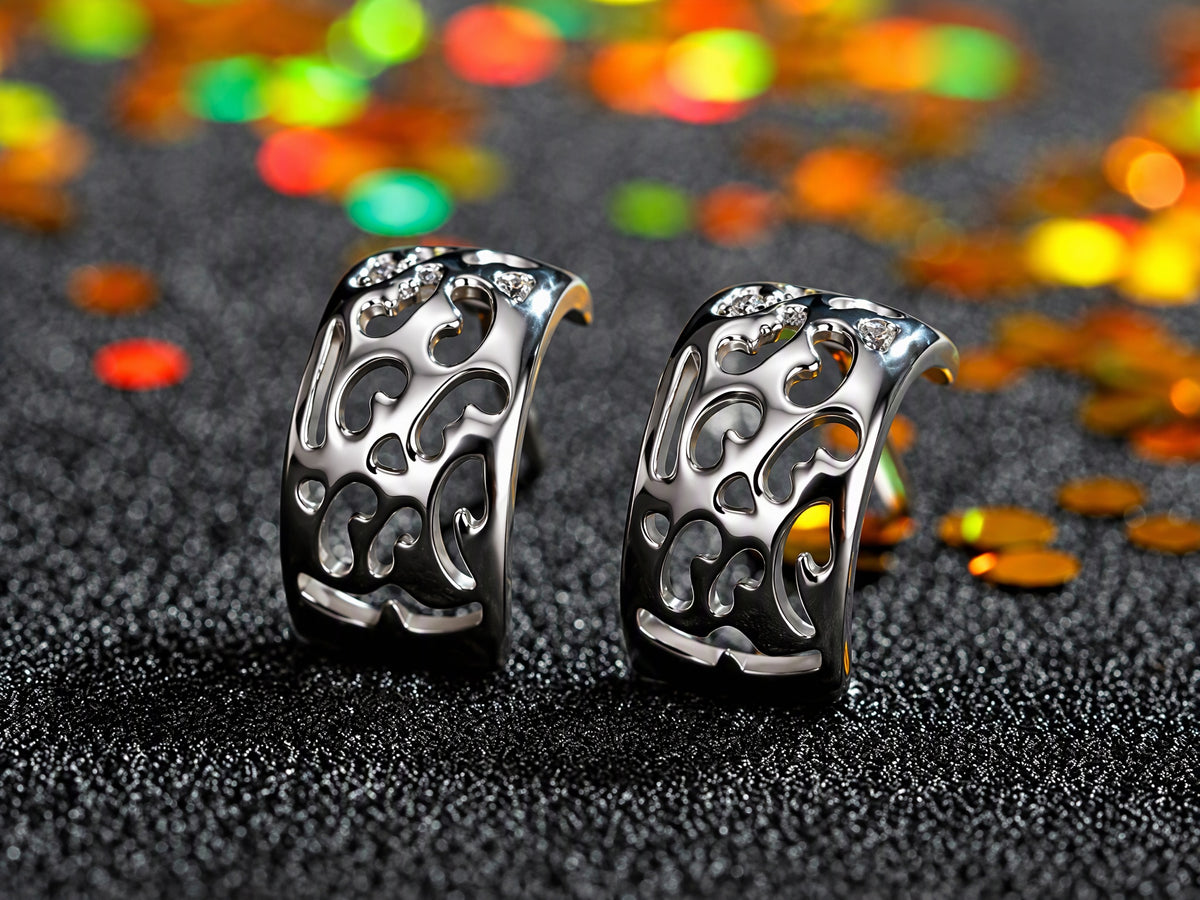 Geometric Openwork Stud Earrings for Women, Square Swirl Statement Earrings, Everyday Office Party Jewelry