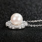 Freshwater Pearl Necklace for Women, Sunburst Pearl Pendant with Radiating Baguette Style Stone Accents, Daily Jewelry