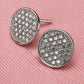 Round Stud Earrings for Women, Pavé Style Geometric Disc Statement Studs, Everyday Office Party Jewelry