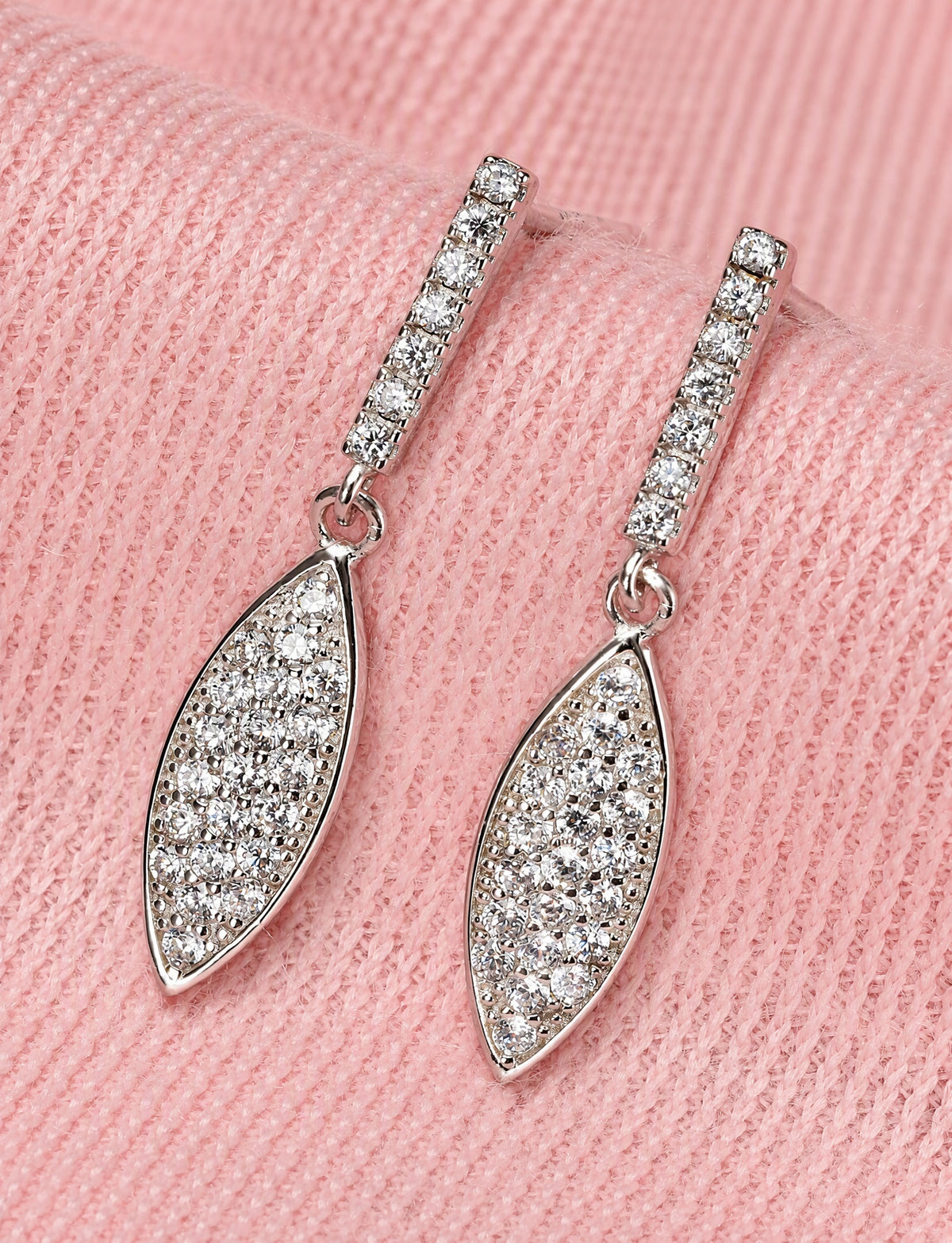 Marquise Drop Earrings for Women, Geometric Pavé Style Dangle Stud Earrings, Wedding Office Party Jewelry