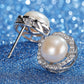 Freshwater Pearl Stud Earrings for Women, Geometric Halo Statement Earrings, Wedding Office Party Jewelry