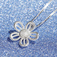 Flower Jewelry Set for Women, Five Petal Openwork Floral Pendant Necklace and Matching Stud Earrings, Daily Accessories