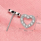 Open Heart Stud Earrings for Women, Geometric Pavé Style Statement Studs, Everyday Office Party Jewelry