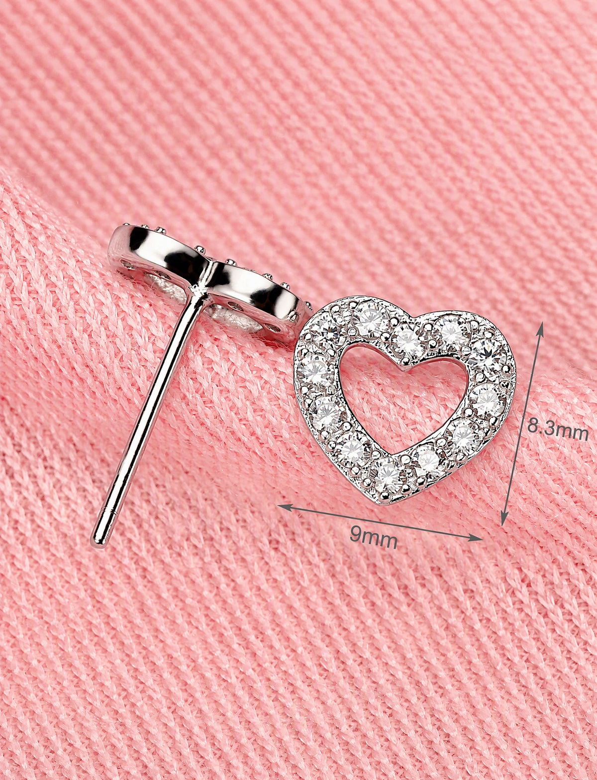 Open Heart Stud Earrings for Women, Geometric Pavé Style Statement Studs, Everyday Office Party Jewelry