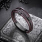 Mens Bracelet Adjustable Clasp Cuff Multi Strand Wristband Leather Bracelet for Daily Wear Minimalist Style Gift for Him