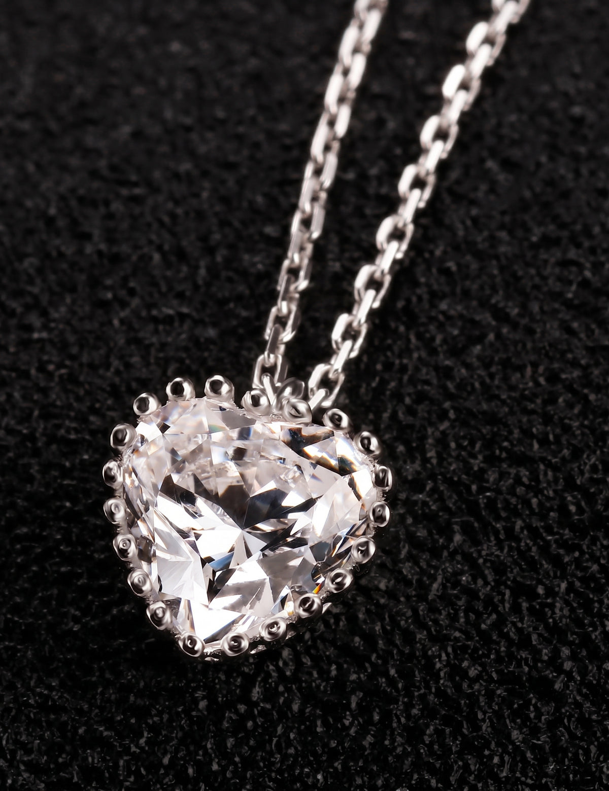 Heart Jewelry Set for Women, Faceted Heart Pendant Necklace and Matching Stud Earrings, Daily Wear Accessories