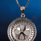 Freshwater Pearl Necklace for Women, Double Halo Round Pearl Pendant with Pave Stone Accents, Everyday Fashion Jewelry