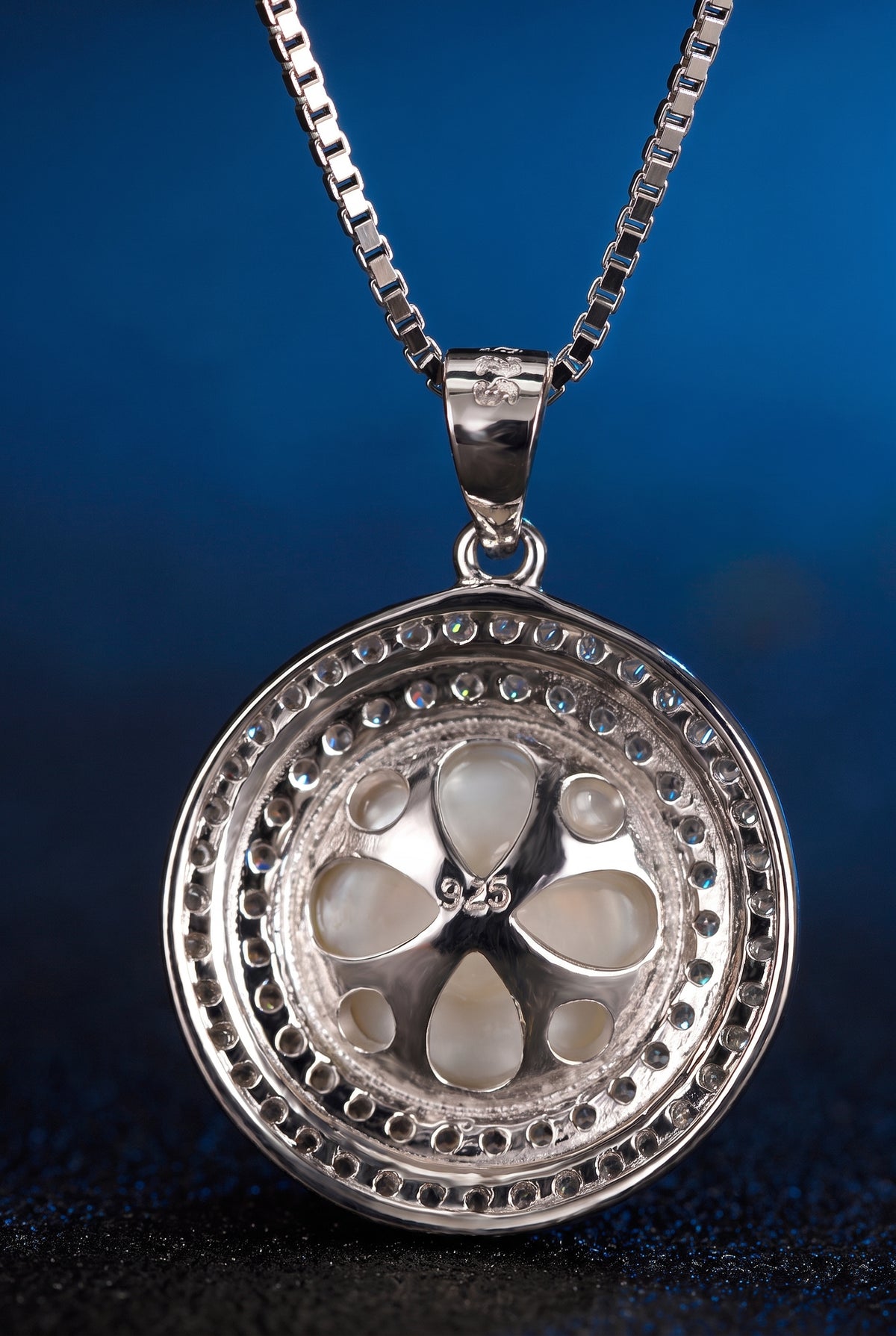 Freshwater Pearl Necklace for Women, Double Halo Round Pearl Pendant with Pave Stone Accents, Everyday Fashion Jewelry