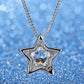 Star Necklace for Women, Five Point Star Pendant with Faceted Center Stone and Pave Halo, Celestial Everyday Jewelry