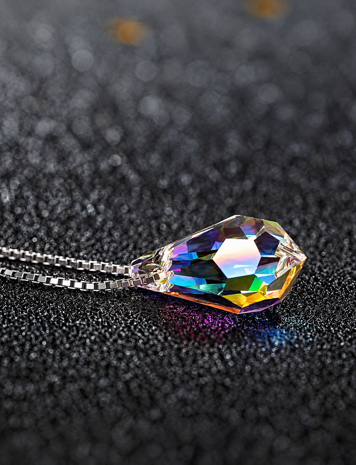 925 Sterling Silver Teardrop Pendant Necklace, Faceted Geometric Silver Chain Jewelry, Minimalist Modern Necklace for Women