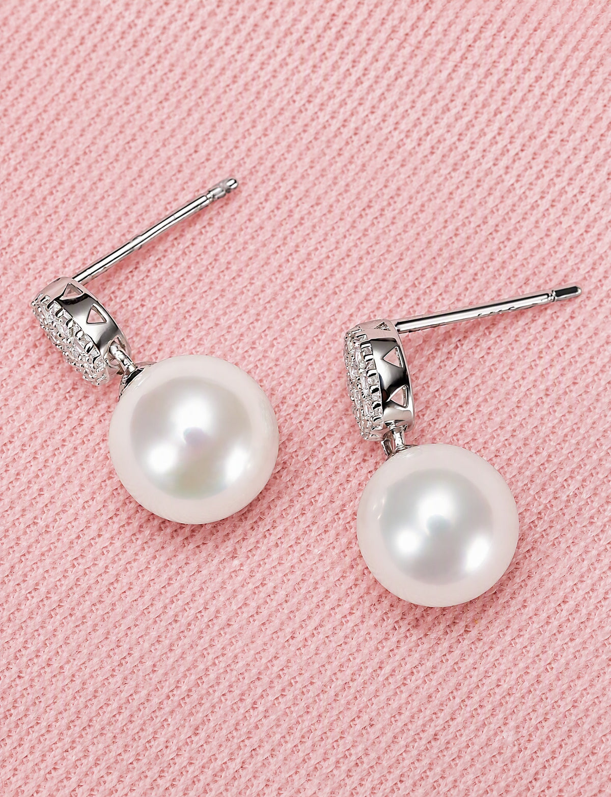 Freshwater Pearl Drop Earrings for Women, Geometric Statement Stud Earrings, Wedding Office Party Jewelry