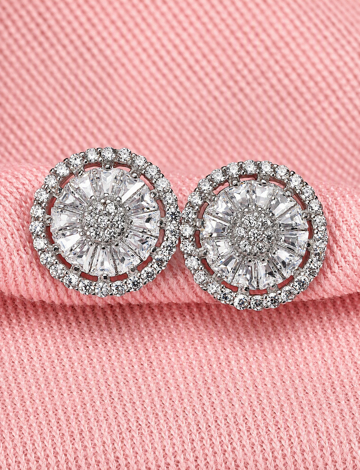 Round Cluster Stud Earrings for Women, Geometric Halo Statement Studs, Everyday Office Wedding Party Jewelry